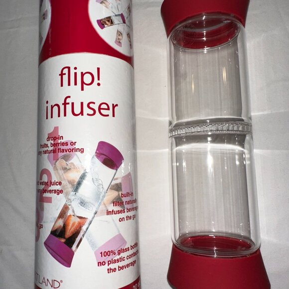 Artland Flip Infuser 20oz Glass Water Bottle Fruit Infuser Berry Pink-I017 - Picture 6 of 7